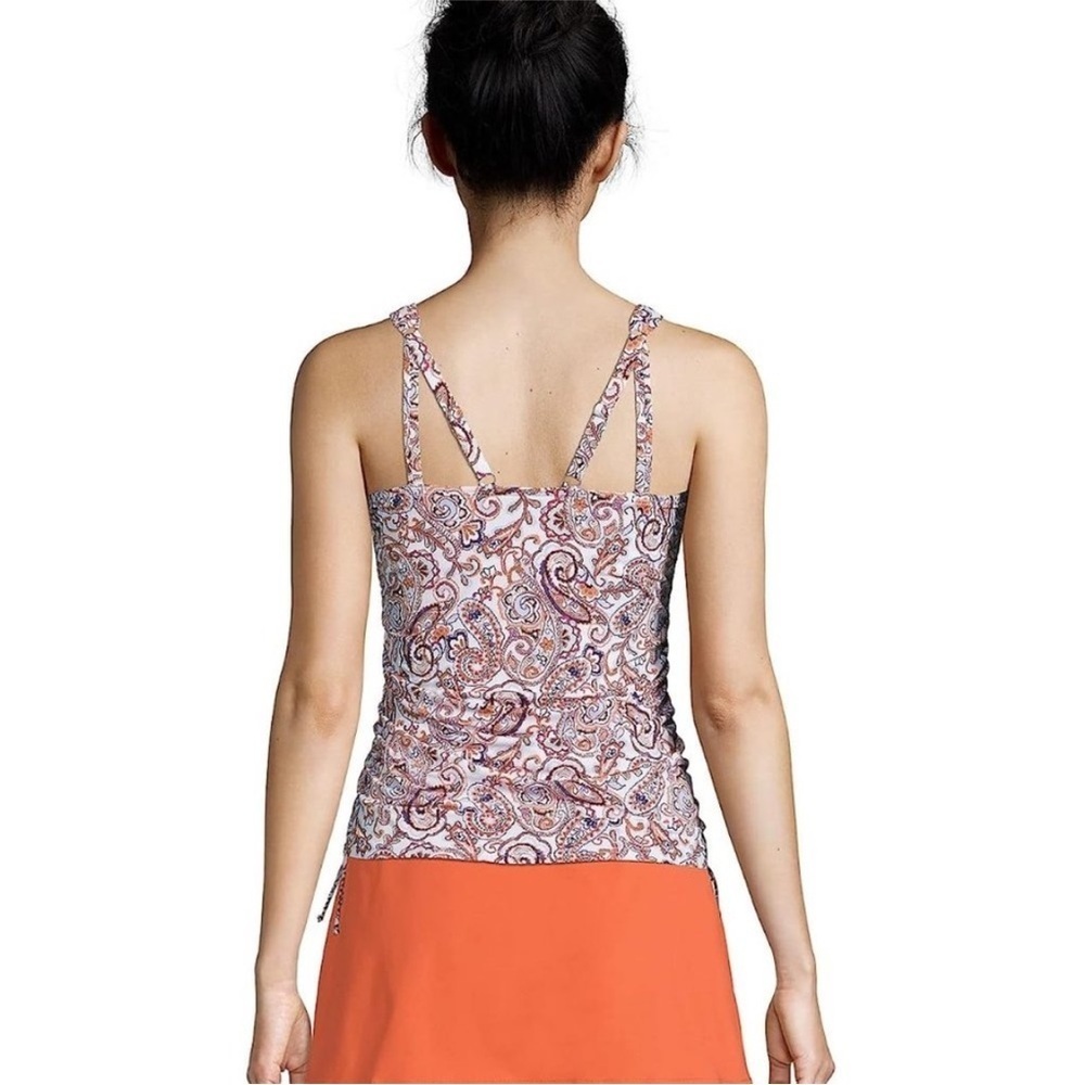 Land’s End Retro Paisley Adjustable Underwire V-Neck Tankini Top 522543 - Picture 3 of 9